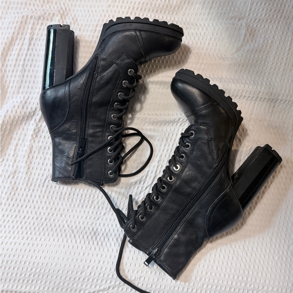 Black Lace-Up Ankle Boots